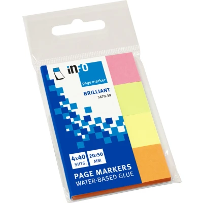 Afbeelding van Info Page Markers papier brilliant 20x50mm, 4 kleuren