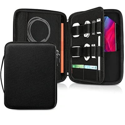 Afbeelding van FINPAC Hard Tablet Sleeve Case voor 12,9 inch iPad Pro M2/M1 (6e/5e/4e/3e generatie) 2022 2018, Beschermende Portfolio Organizer Bag Surface 9/8/X/7/6/5, pennen, kabels, elektronica,