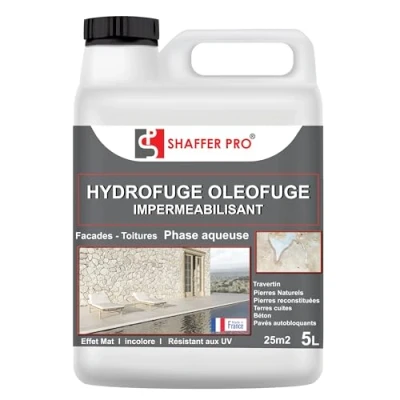 Afbeelding van SHAFFER Pro Professionele waterafstotende olie impregneermiddel travertin, natuursteen, gevels, buitentegels, terras, tegels, vloerproduct tegen mos 5 l gemaakt in Frankrijk