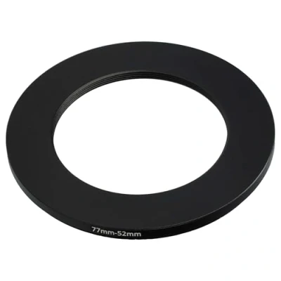 Afbeelding van vhbw Step Down Ring 77 mm naar 52 cameralens adapter zwart metalen filteradapter