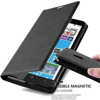 Afbeelding van Cadorabo Hoesje geschikt voor Nokia Lumia 1320 in ZWARTE NACHT Beschermhoes met magnetische sluiting, standfunctie en kaartvakje Book Case Cover Etui