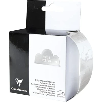 Afbeelding van Clairefontaine 617046C een dispenserdoos met 250 zelfklevende cadeaulabels afmetingen doos: 12 x 8 cm motief: wolk plezier om cadeau te geven handwerk,