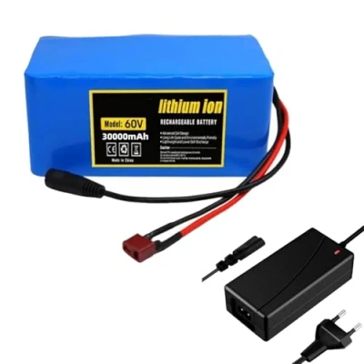 Afbeelding van Lithium ion accu 60 V 30 Ah 16S2P met oplader geïntegreerde BMS bescherming, ideaal voor 200 1500 W XT60 Plug e bike motor