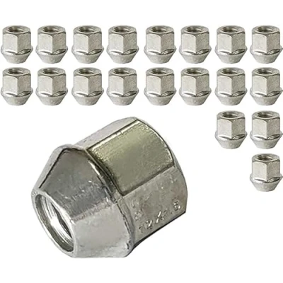 Afbeelding van 20 stuks wielmoeren M12 x 1,5 60 conisch open met SW kraag 21 mm compatibel Hyundai, Kia, Mazda, Mitsubishi, Nissan, Peugeot, Smart, Toyota, Volvo, Citroen