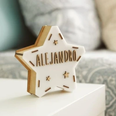 Afbeelding van WONDEE gepersonaliseerde kleine lamp met naam, nachtlampje voor kinderen, cadeau pasgeborenen, mannelijke en vrouwelijke meisjes, ideeën baby&#039;s 0 1 2 3 4