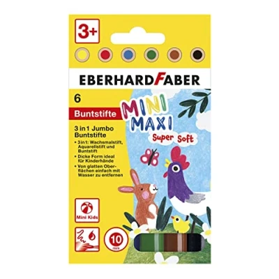 Afbeelding van Eberhard Faber kleurpotloden MiniMaxi etui 6 stuks 10mm dik breukvast EF 518905