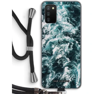 Afbeelding van hoesje met Koord geschikt voor Samsung Galaxy A03S Zee golf Telefoonhoesje Zwart Bescherming aan alle Kanten en Over de Schermrand