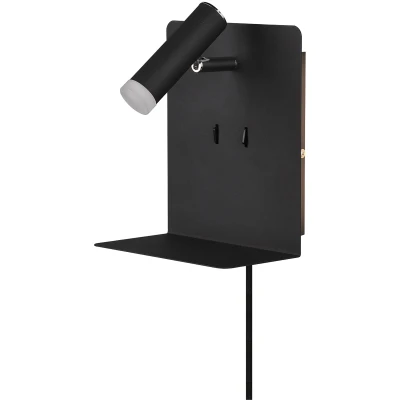 Afbeelding van LED wandlamp Element met schap zwart mat