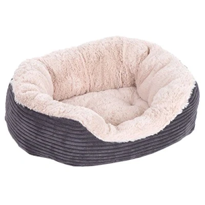 Afbeelding van Rosewood Hondenmand Ovaal Jumbo Cord Pluche Grijs / Creme 81.5x63x18 CM (363064)