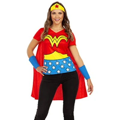 Afbeelding van FUNIDELIA Wonder Woman Kostuum voor vrouwen Superhelden Maat: L Rood