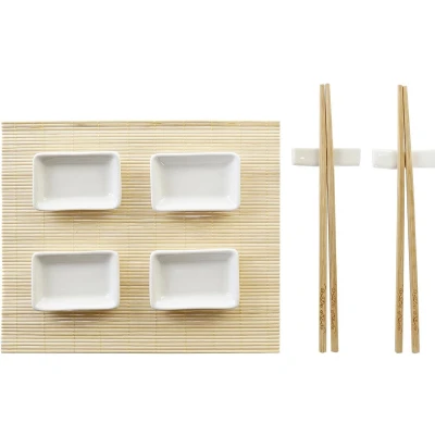 Afbeelding van Sushi set DKD Home Decor Metaal Bamboe Wit Natuurlijk Orientaals 30 x 40 cm 28 22 2,5 (9 O...