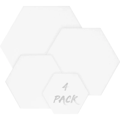 Afbeelding van Belle Vous 4 Pak Witte Hexagon Canvas Set Geassorteerde Maten Voorgerekte Paneelborden, Geschikt voor Olieverf, maar ook Schetsen en Tekenen