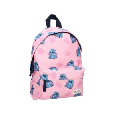 Afbeelding van mybagstory Roze rugzak voor meisjes Stitch lila en Disney kinderen school kleuterschool schooltas maat 31 cm verstelbare bandjes