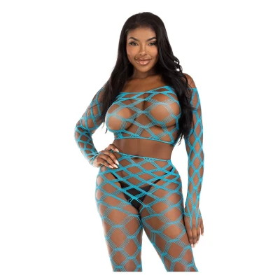 Afbeelding van Leg Avenue Hardcore Net Lingerie set Turquoise