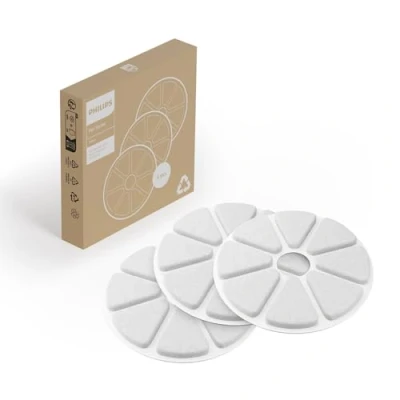 Image de Philips Pet Series Filtres Pour Fontaine à Eau Filtre Multicouches, une Potable Propre et Fraîche, Pack de 3 Remplacement, Blanc (PAW0010/01)