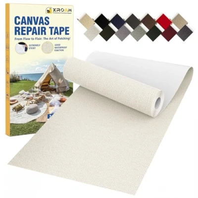 Afbeelding van Zelfklevende waterdichte stoffen patch 8 x 160 cm voor outdoormeubels, bootdekens, banken, tenten, woonkamerstoelen, zonwering, ivoorkleurig