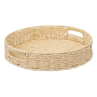 Afbeelding van 5Five Dienblad/serveer plateau Dia 35 cm gevlochten koord Naturel look Metalen frame