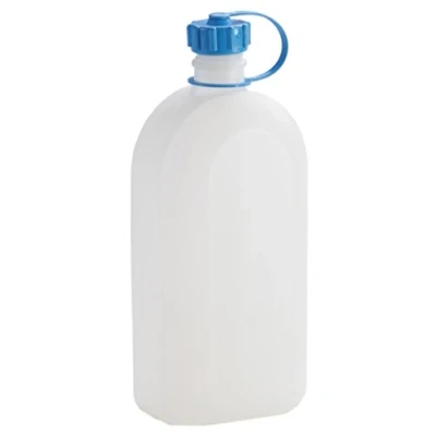 Afbeelding van hünersdorff Kunststof fles met schroefdop, lekvrij, bestand tegen chemicaliën en levensmiddelen, 2 liter, Made in Germany, naturel