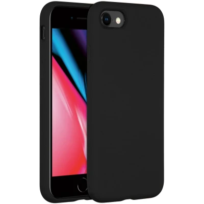 Afbeelding van Accezz Hoesje Geschikt voor iPhone SE (2022) / (2020) 8 7 Siliconen Liquid Silicone Backcover Zwart