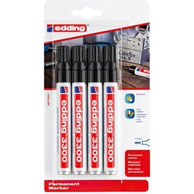 Afbeelding van Viltstift edding 3300 schuin 1 5mm zwart blister à 4 stuks
