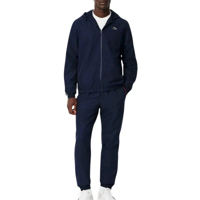 Afbeelding van Lacoste Sport Tennis Tracksuit Hooded SET Trainingspak, Heren, Maat: XXL, Navy blue/grenadine