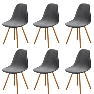 Afbeelding van Highdi Set van 1/2/4/6 Fluwelen Scandinavische stoelhoezen, Effen kleur hoezen voor eetkamerstoelen, stoelen zonder leuning de keuken, woonkamer, kantoor (donkergrijs, 6 stuks)