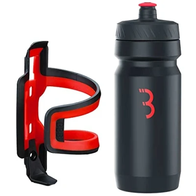 Afbeelding van BBB Cycling DualAttack Compacte Bidonhouder met Bidon 550ml Zwart / Rood Racefiets &amp; Mountainbike Drinkbushouder Fiets BBC 40C