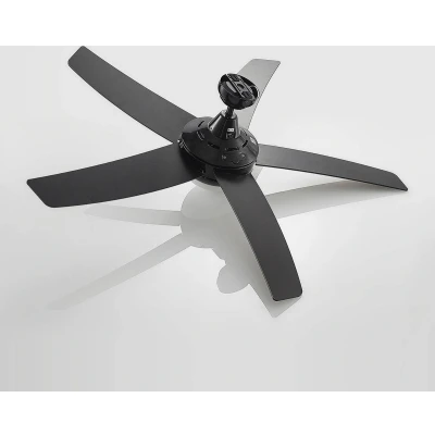Afbeelding van Lindby Plafondventilatoren met verlichting 2lichts Staal, MDF, glas H: 38.5 cm E14 zwart, eik
