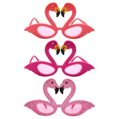 Afbeelding van YSJCHEBS Set van 3 roze flamingo verkleedbrillen, grappige zonnebril, nieuwigheidsbril, Hawaiiaanse stijl, accessoires voor