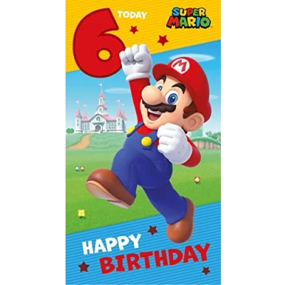 Afbeelding van Danilo Promotions LTD kaart voor 6e verjaardag, verjaardagskaart Super Mario