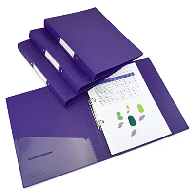 Afbeelding van Rapesco 1663 Germ Savvy antibacterieel, polypropyleen map met 2 ringen, 25 mm, A4, een rug van 35 paars, 4 stuks