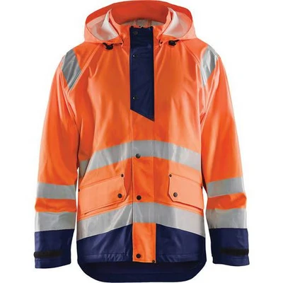 Image de Veste de pluie haute visibilité niv.1 orange fluo/marine, bas réglable