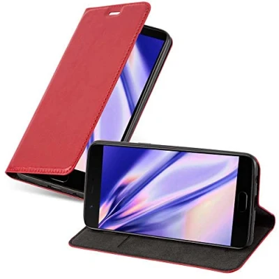 Afbeelding van Cadorabo Hoesje geschikt voor OnePlus 5 in APPEL ROOD Beschermhoes met magnetische sluiting, standfunctie en kaartvakje Book Case Cover Etui