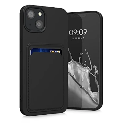 Afbeelding van kwmobile telefoonhoesje geschikt voor Apple iPhone 13 Hoesje met pasjeshouder TPU case in zwart