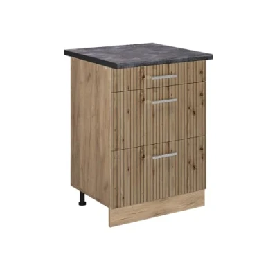 Afbeelding van Vicco Keukenonderkast R Line, Artisanaal eiken/Krachtige eik goud, 60 cm met laden, WB Antraciet