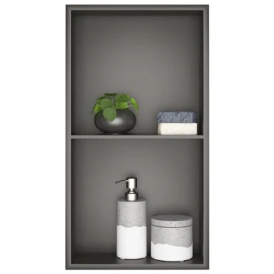 Afbeelding van sunrik Badkamernis, wandnis voor douche, roestvrij staal, dubbele laag, inbouwdouchenis, 30 x 60 10 cm, grijs