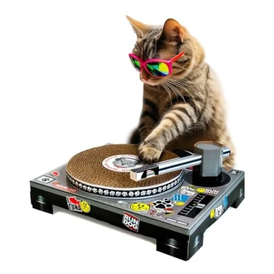 Afbeelding van Suck UK Kat Krabben Huisdier Speelgoed Kartonnen Patenspeler &amp; DJ Mixer