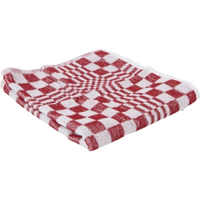 Afbeelding van Professionele Handdoek Geblokt 50x50cm Rood/Wit Handdoeken &amp; Theedoeken