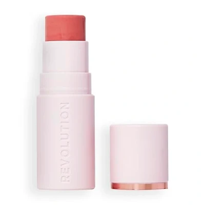 Image de Revolution Skin Silk Blush Stick Couleur modulable pour joues, yeux et lèvres Formule crème à poudre Vegan &amp; Cruelty Free Peachy Pink 4,5 g