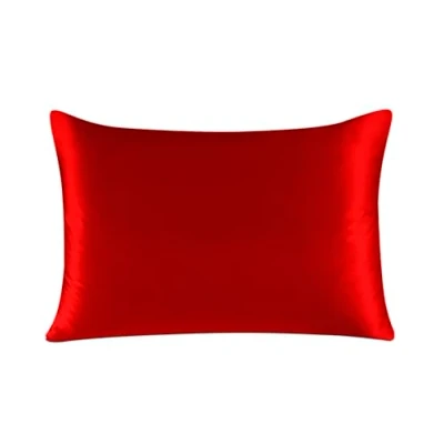 Afbeelding van townssilk Kussensloop van 100% pure moerbeizijde, 82,46 g/m² (19 momme), dubbelzijdig, voor haargezondheid, huid, verborgen ritssluiting, 1 stuk, 40 x 60 cm, rood