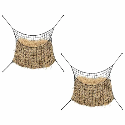 Afbeelding van vidaXL Hooinetten 2 st 75x50 cm rechthoekig polypropeen zwart