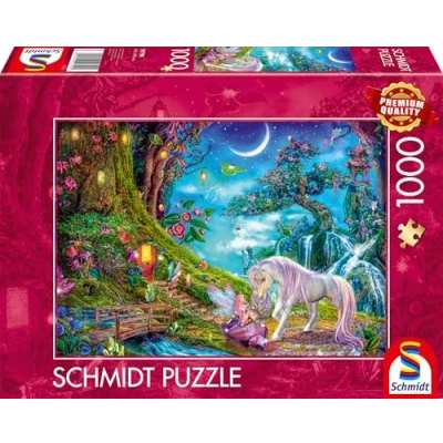 Afbeelding van Schmidt Spiele 59790 Puzzel van 1000 stukjes met eenhoorn en elf, welterust, meerkleurig