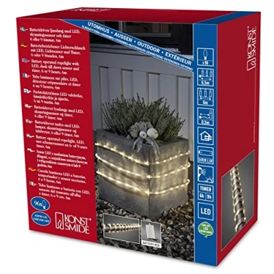 Afbeelding van LED lichtslang 6 m buiten 96 fl. Warm wit, werkt op batterijen 3744 100