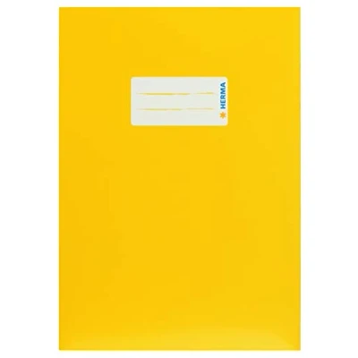 Image de HERMA Protège cahiers En carton 19760 Format A5 Avec champ d&#039;inscription papier solide et extra résistant Jaune
