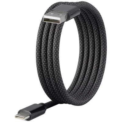 Afbeelding van Renkforce USB kabel 2.0 C stekker, A stekker 1.00 m Zwart Met magnetische opwikkeling, Stoffen mantel RF 6437924