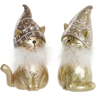 Afbeelding van Kerstversiering DKD Home Decor Hars Kat (9 x 6 15 cm) (2 Stuks)
