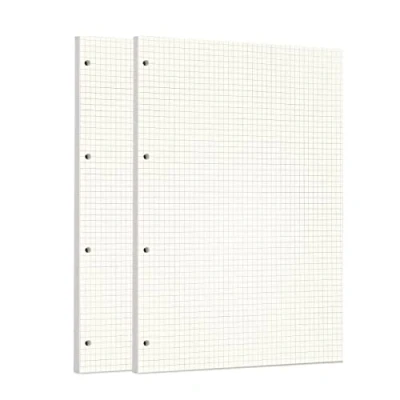 Afbeelding van Zelten 2 navulverpakkingen A4 geperforeerd papier 90 vellen/180 geruite pagina&#039;s voor ordners met 4 gaten navulbare vullingen