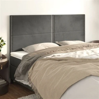 Afbeelding van vidaXL Hoofdborden 4 st 80x5x78/88 cm fluweel donkergrijs