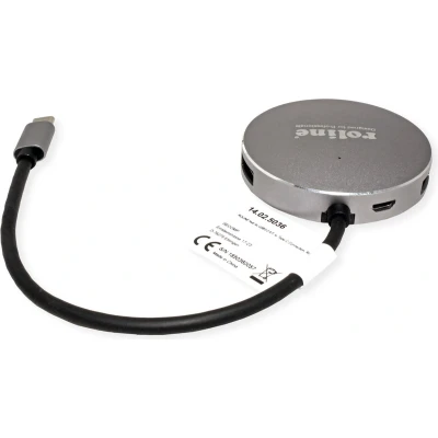 Afbeelding van Roline USB combi hub 4 poorten Grijs