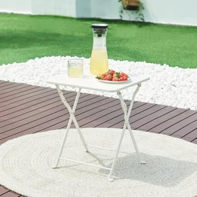 Afbeelding van Tuintafel Vegårshei opvouwbaar 45x40x40 cm wit [en.casa]